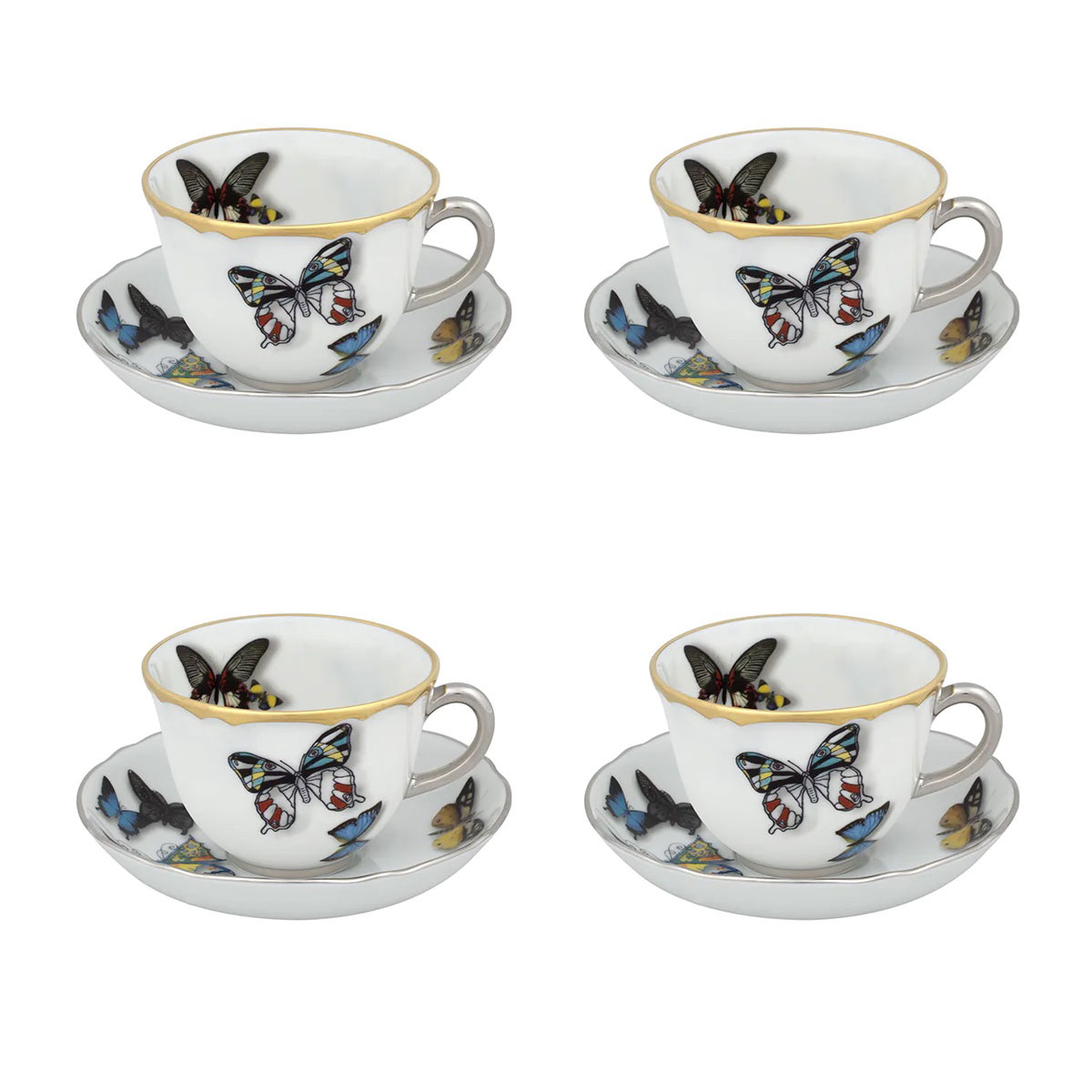 Vista Alegre Porcelain Christian Lacroix - Butterfly Parade Coffee Cup and Saucer, Set of 4