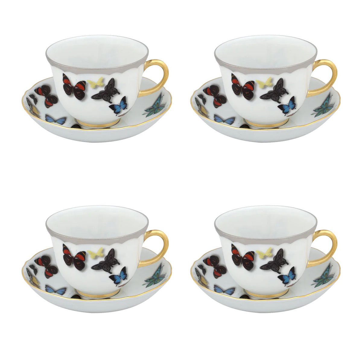 Vista Alegre Porcelain Christian Lacroix - Butterfly Parade Tea Cup And Saucer, Set of 4