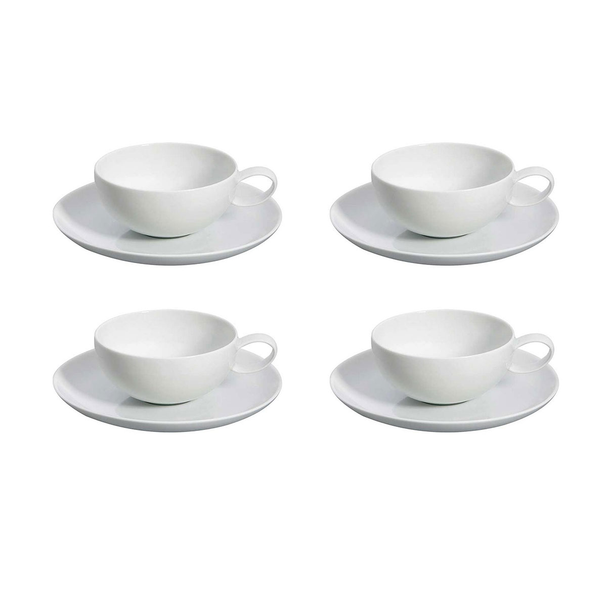 Vista Alegre Porcelain Domo White Tea Cup And Saucer, Set of 4