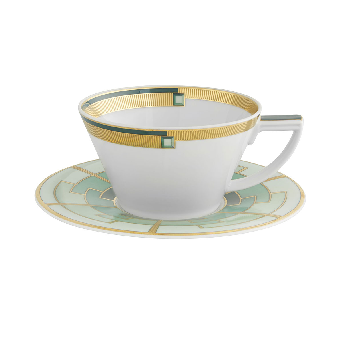 Vista Alegre Porcelain Emerald Tea Cup And Saucer, Set of 4
