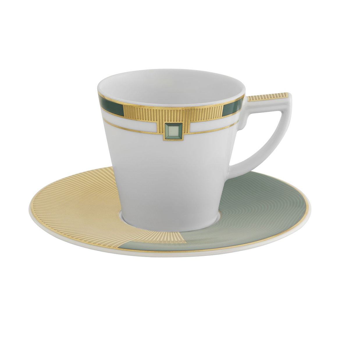 Vista Alegre Porcelain Emerald Espresso Cup with Saucer, Set of 4