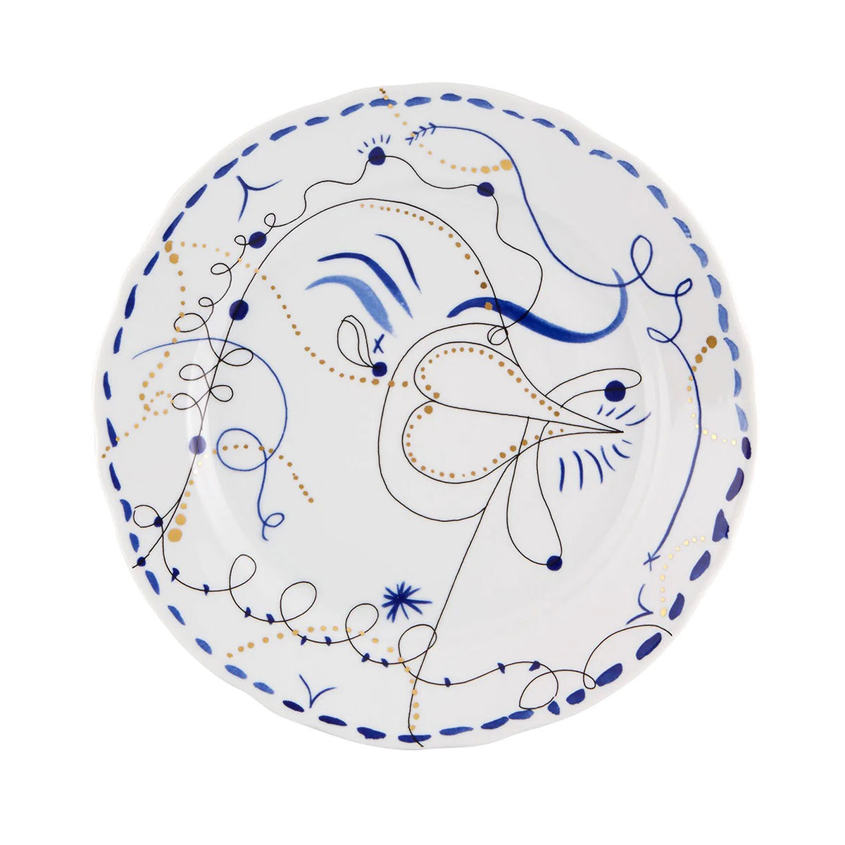 Vista Alegre Porcelain Folkifunki Dinner Plate Blue Chicken