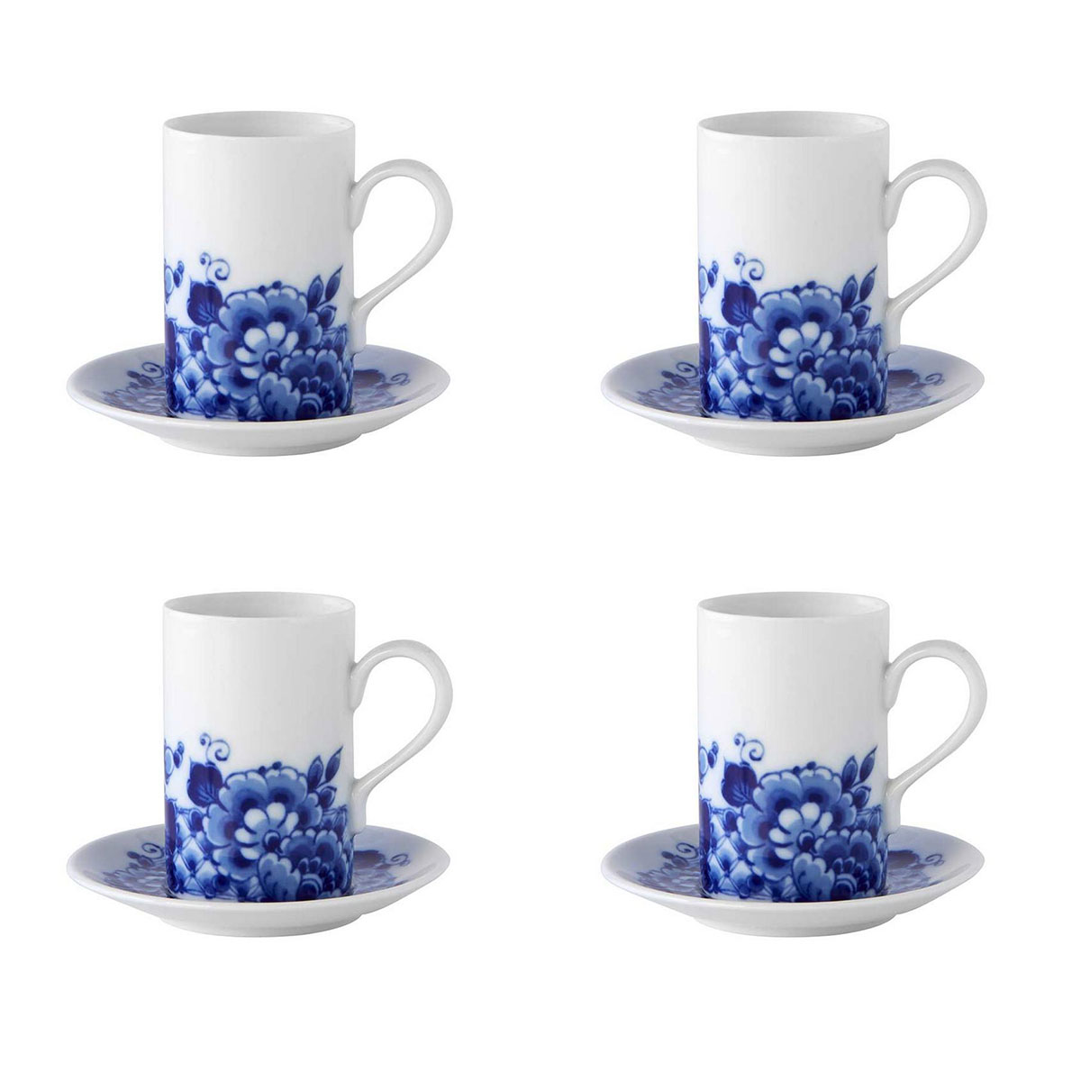 Vista Alegre Porcelain Blue Ming Coffee Cup And Saucer, Set of 4