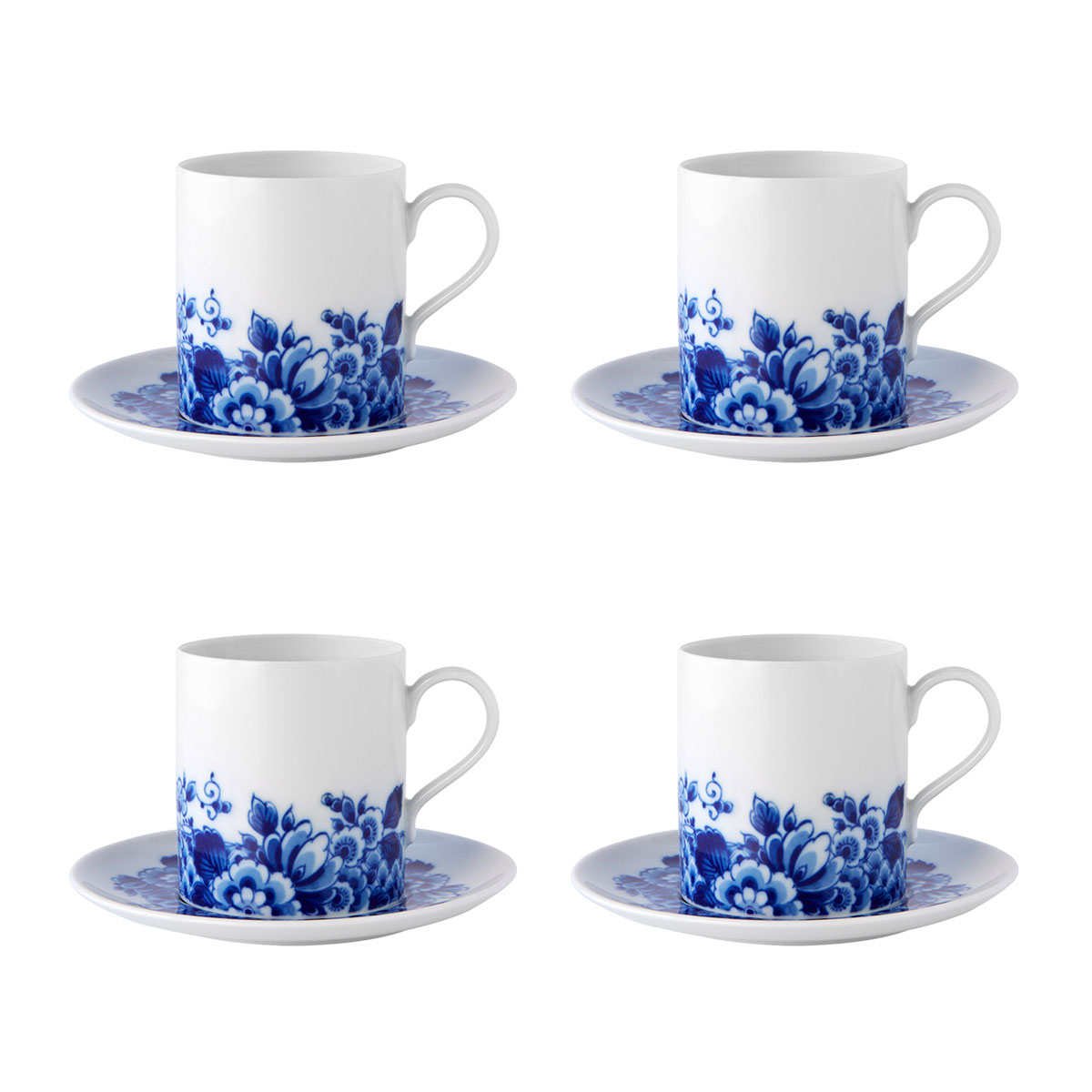 Vista Alegre Porcelain Blue Ming Tea Cup And Saucer, Set of 4