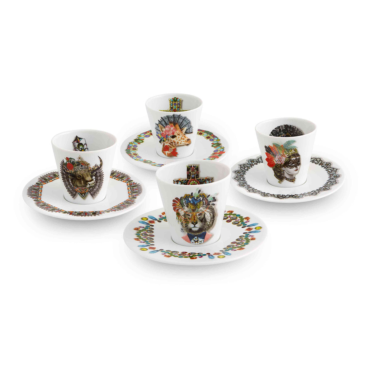 Vista Alegre Porcelain Christian Lacroix - Love Who You Want Set of 4 Expresso Cups And Saucers