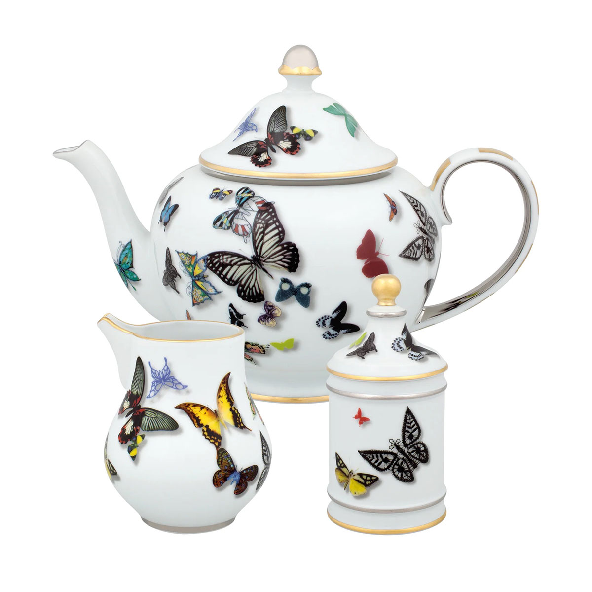 Vista Alegre Porcelain Christian Lacroix - Butterfly Parade Tea pot, creamer and sugar box set