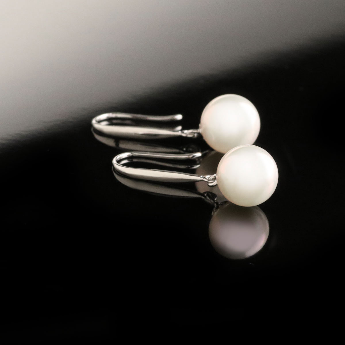 Cashs Ireland, Akoya White Seawater Perfect Round Pearl French Hook Earrings, Pair