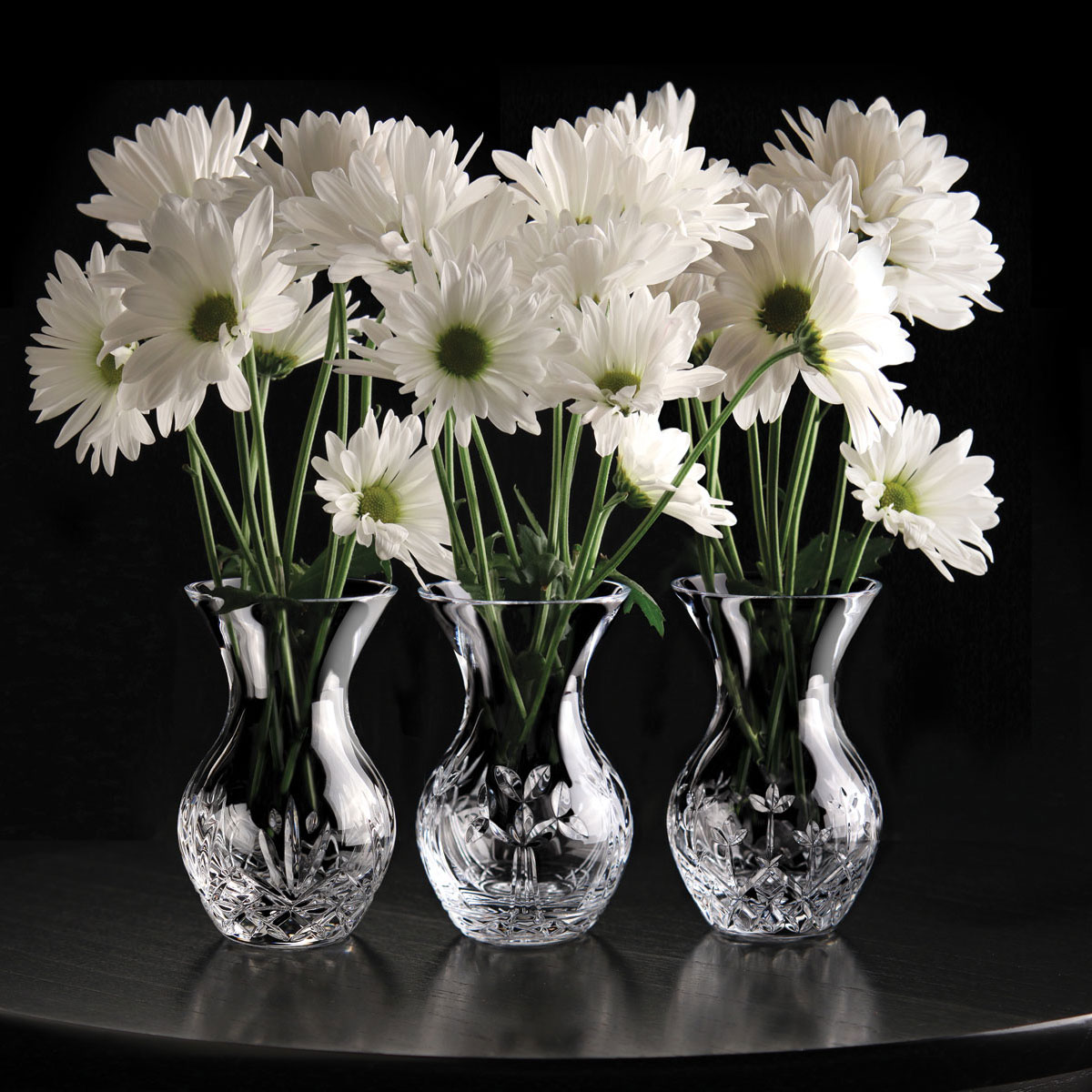 Cashs Ireland, Three Little Sisters, Set of Three Crystal Vases