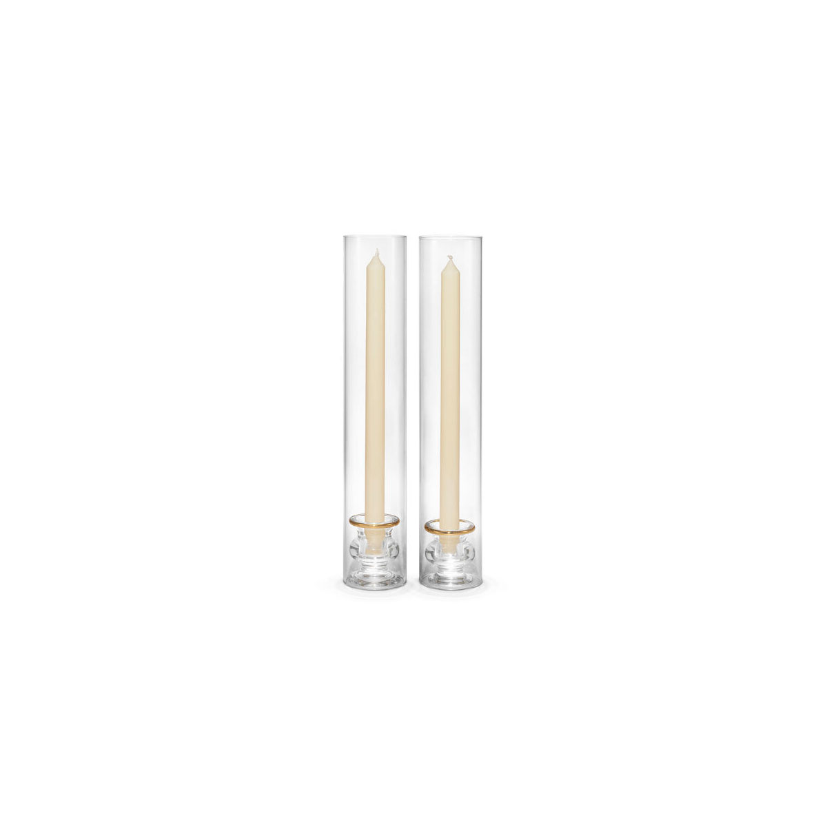 Aerin Sancia Taper Candle Holder with Sleeve, Gold Rim, Pair