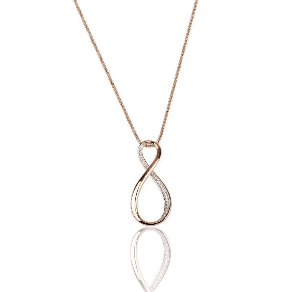 Cashs Ireland, Infinity 18k Gold and Crystal Necklace