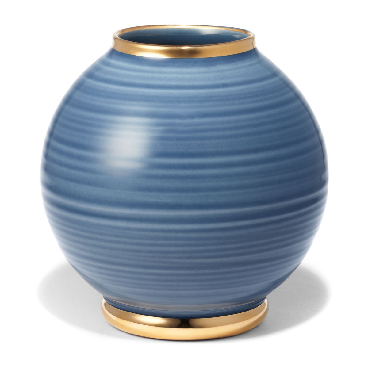 Aerin Ribbed Marion Round Vase, Baltic Blue