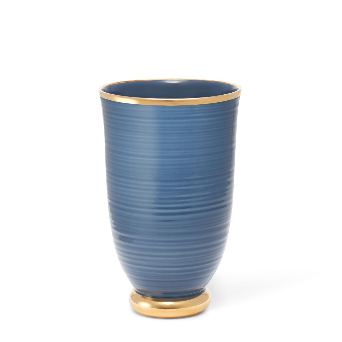 Aerin Ribbed Marion Tapered Vase, Baltic Blue