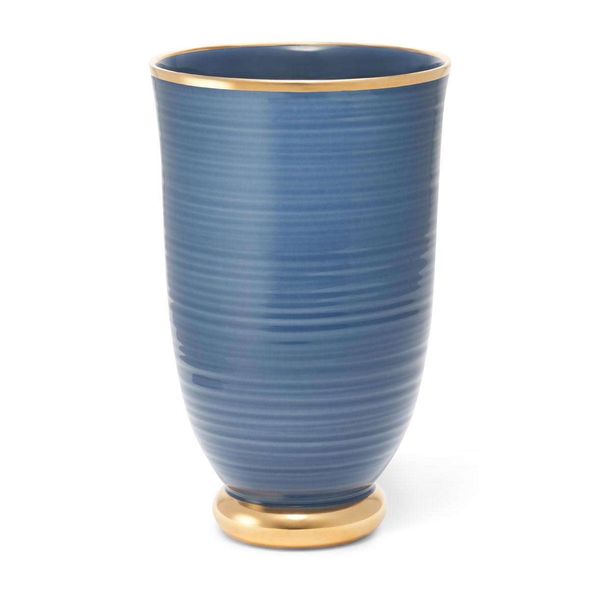 Aerin Ribbed Marion Large Tapered Vase, Baltic Blue