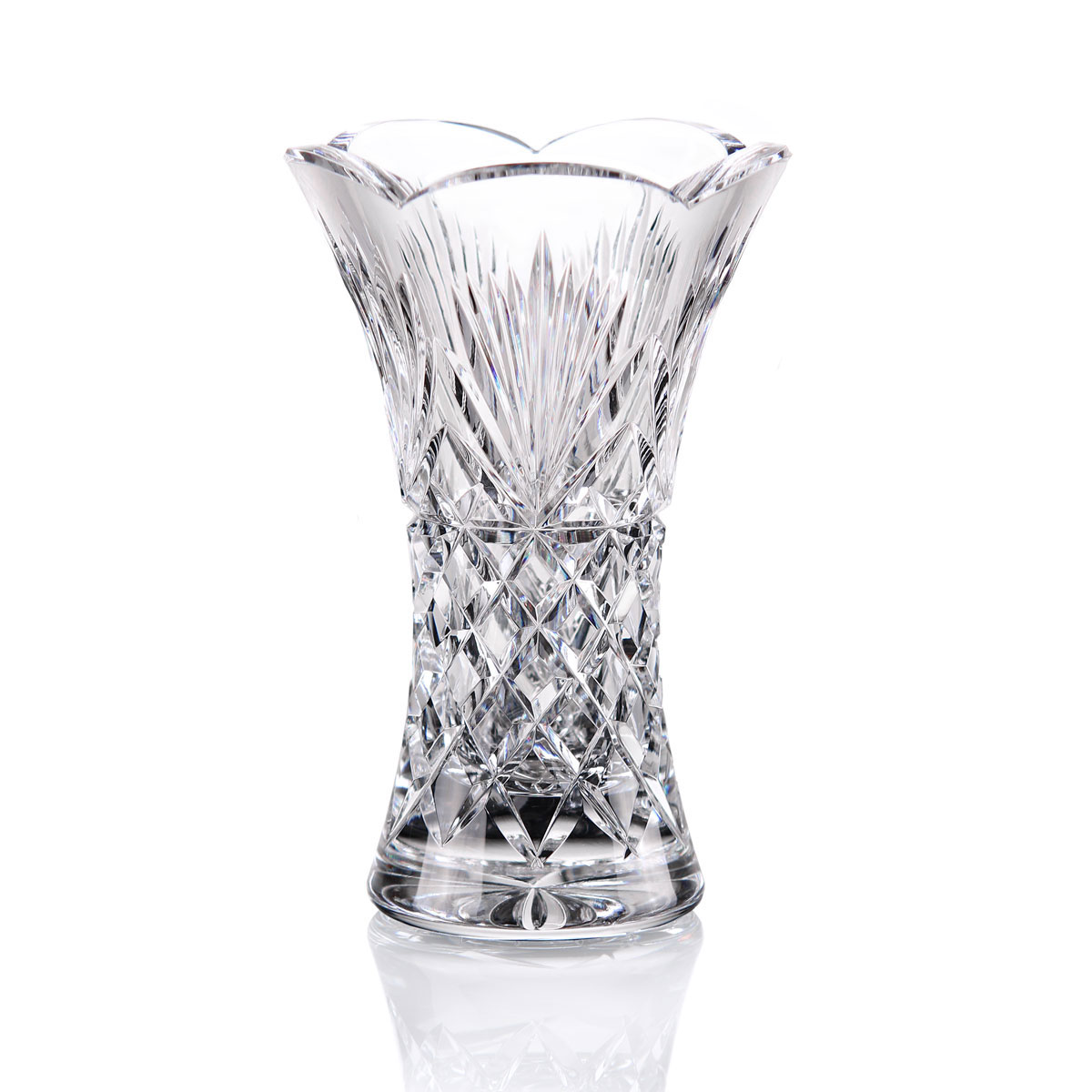 Cashs Ireland, Crystal Art Collection Annestown 6" Scalloped Vase
