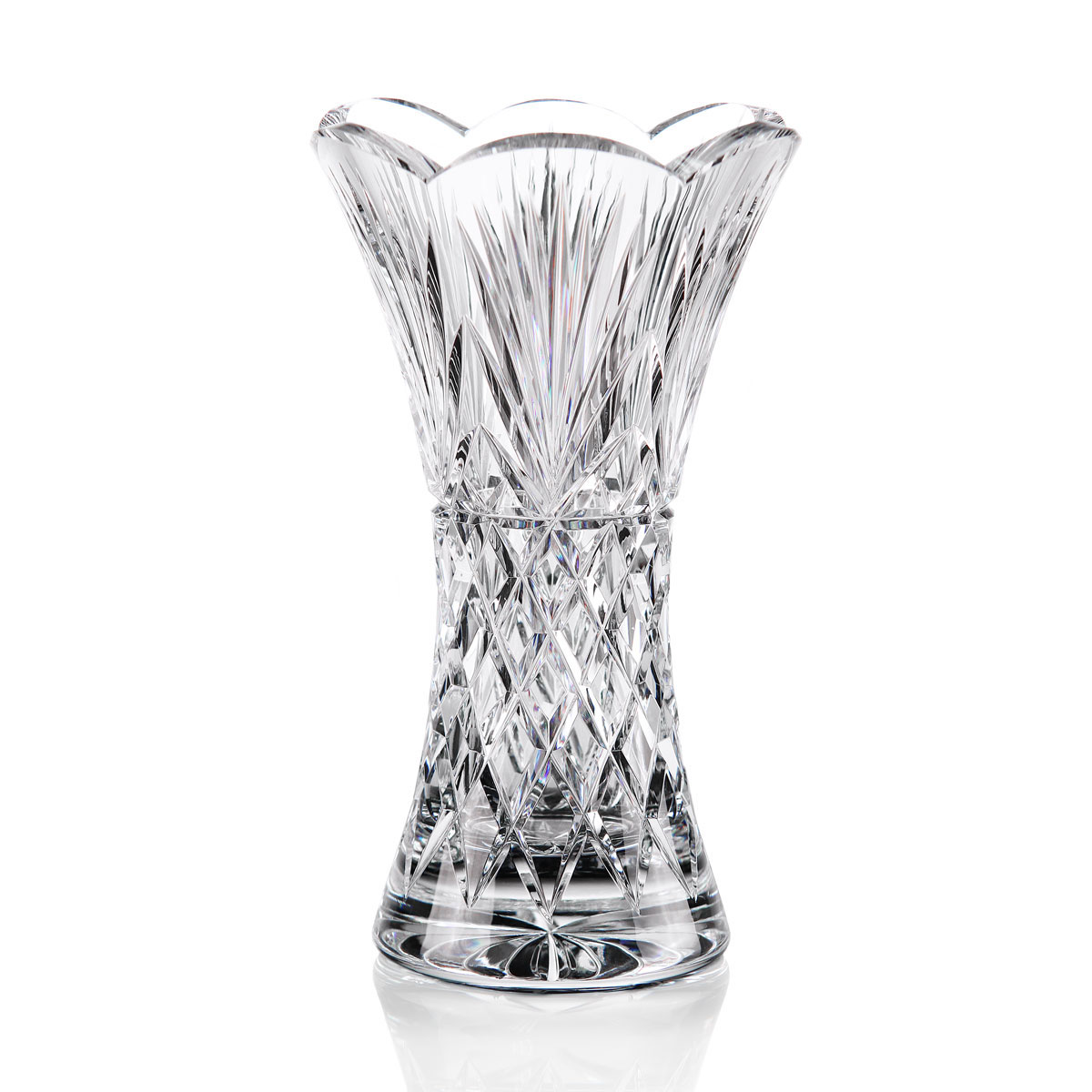 Cashs Ireland, Crystal Art Collection Annestown 8" Scalloped Vase