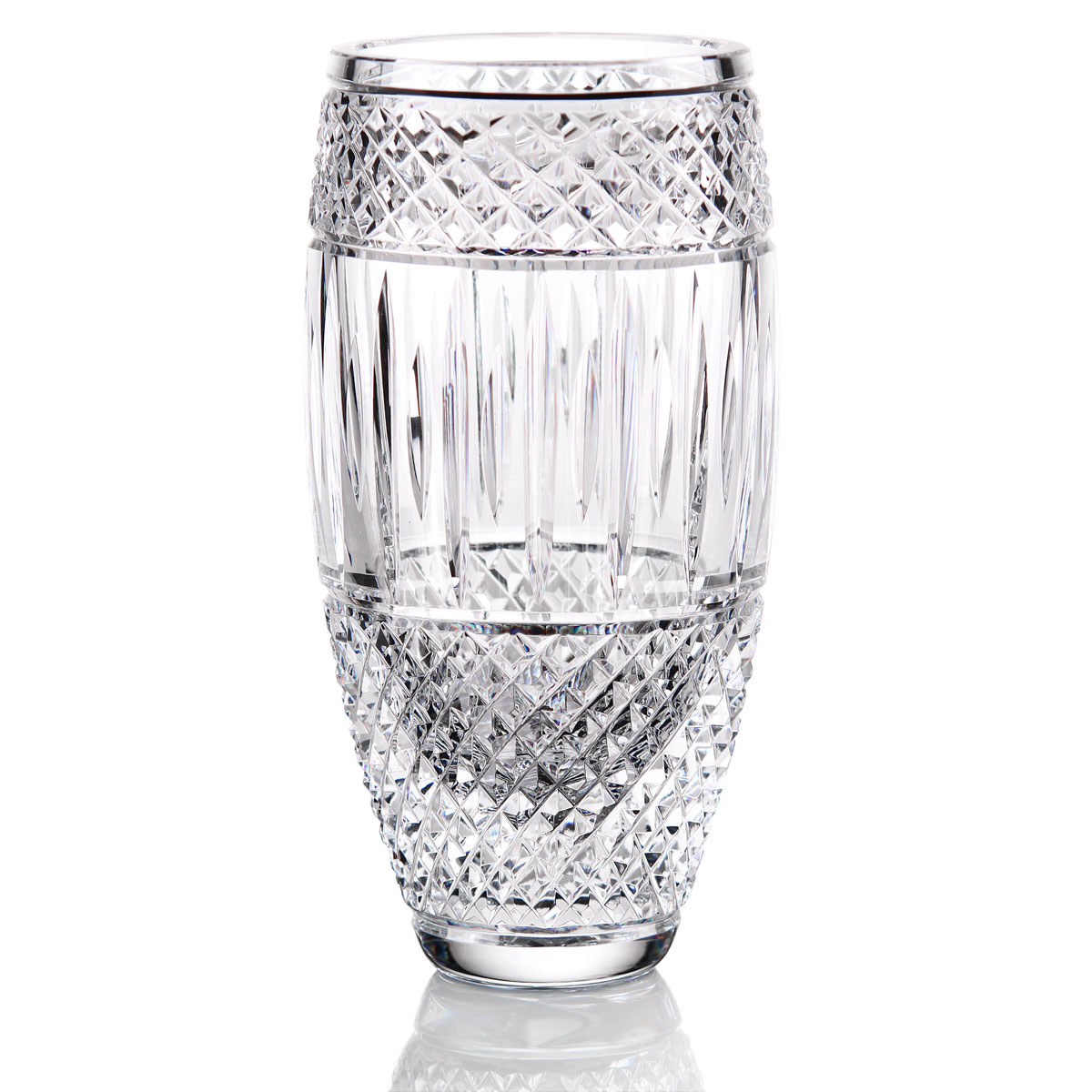 Cashs Ireland, Crystal Art Collection Cooper Classic 9" Barrel Vase
