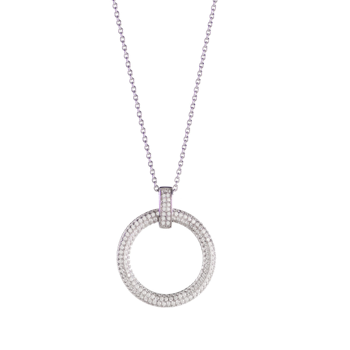 Cashs Ireland Clarice Sterling Silver Pave Pendant Necklace