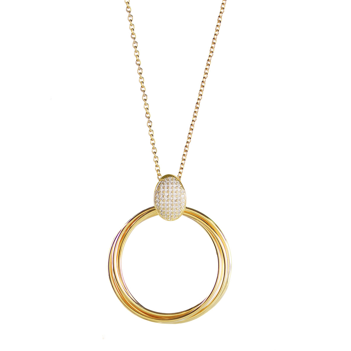 Cashs Ireland, Twist Gold and Pave Pendant Necklace