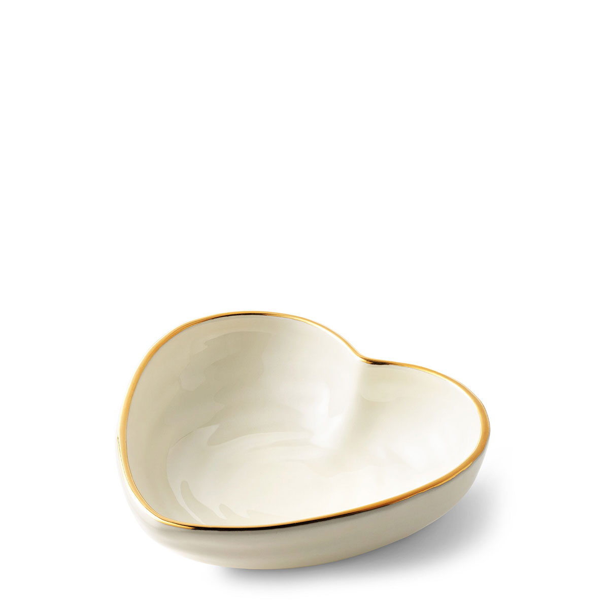 Aerin Ribbed Heart Dish, Cream with gold rim