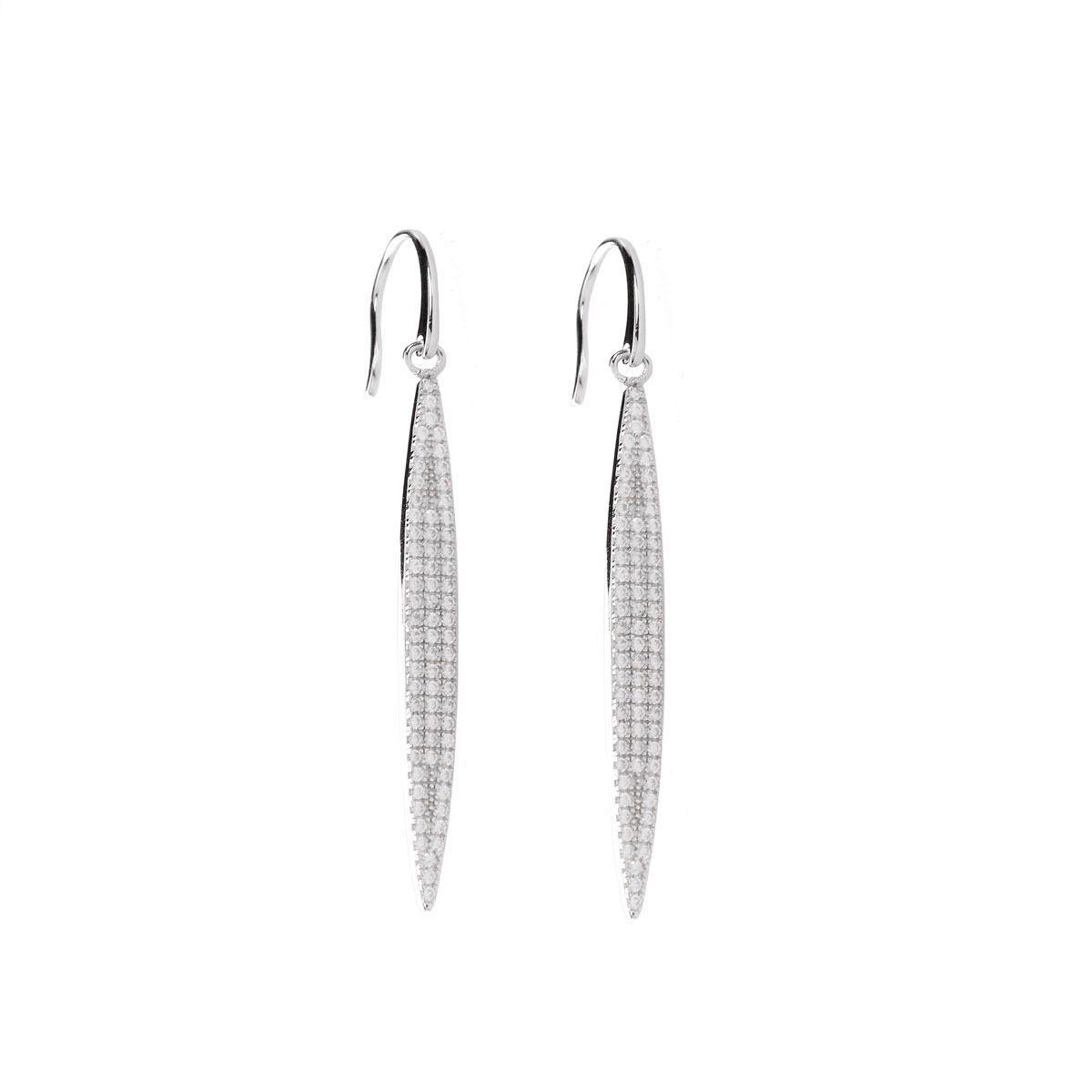 Cashs Ireland, Silver and Crystal Feather Pierced Earrings