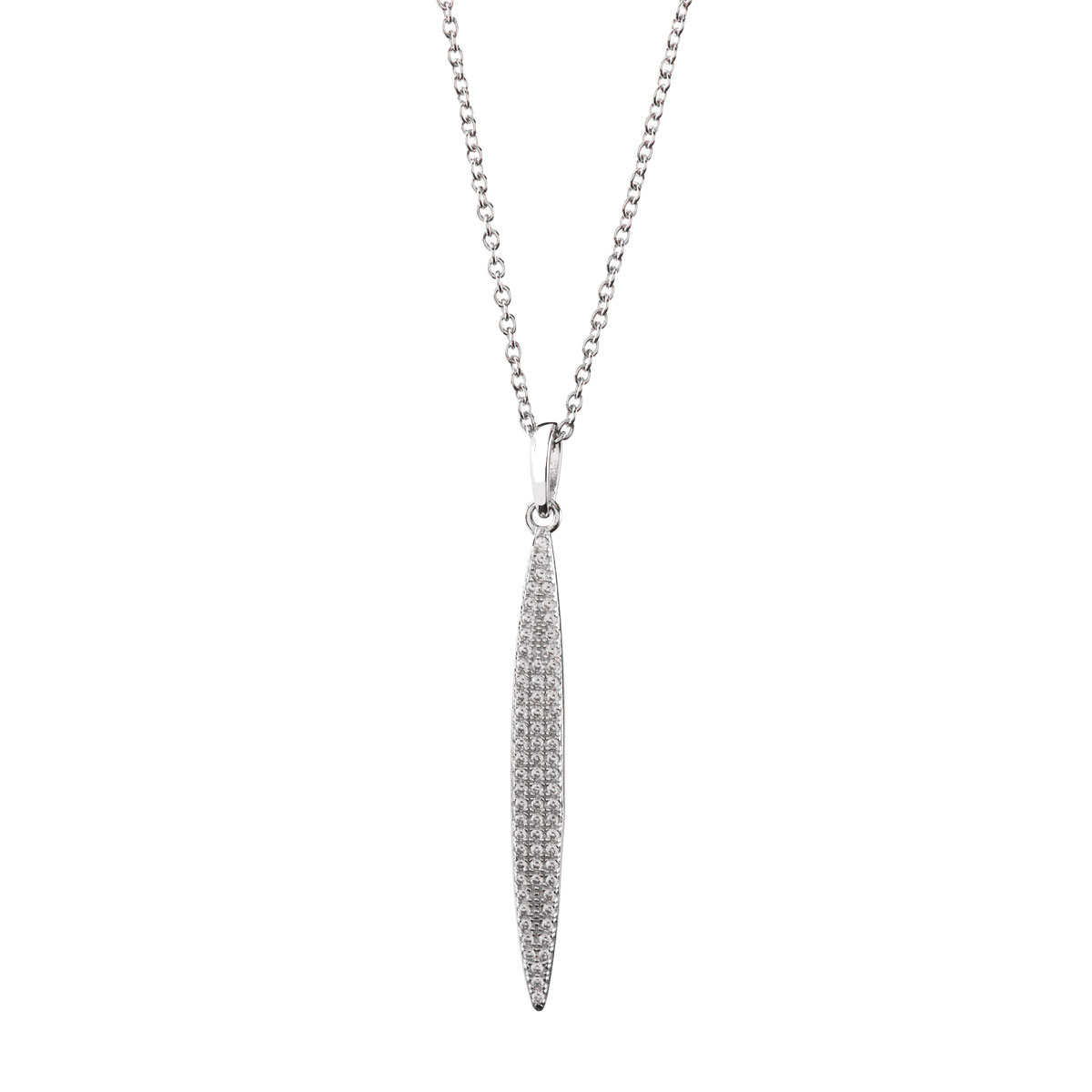 Cashs Ireland, Sterling Silver Pave Angel Feather Necklace