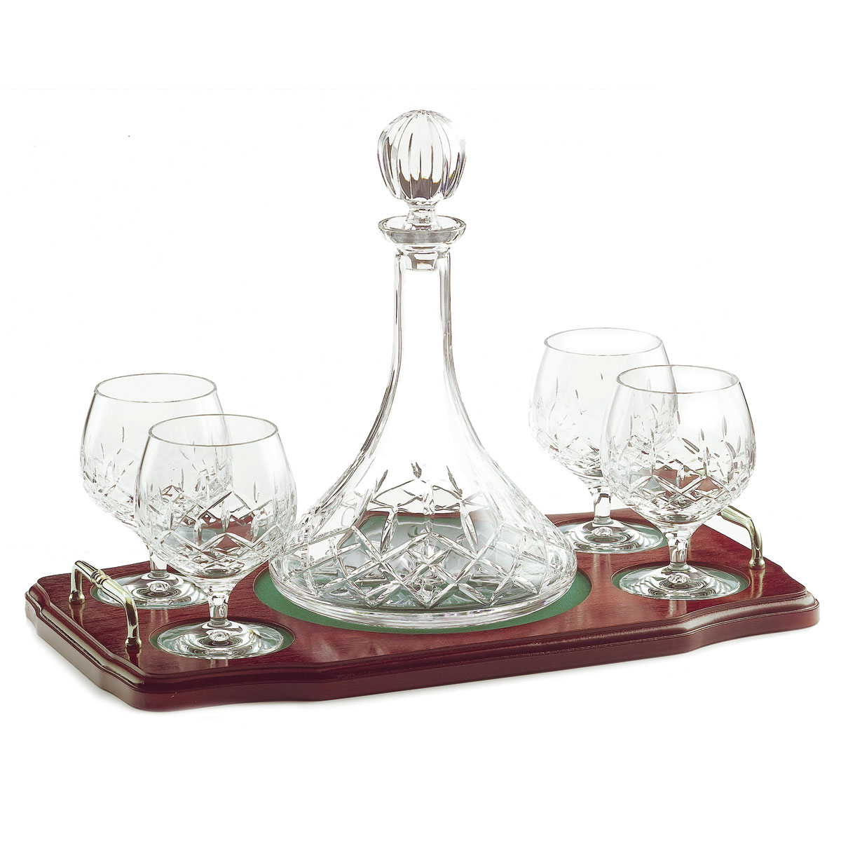 Galway Crystal Longford Miniature Brandy Decanter Tray Set