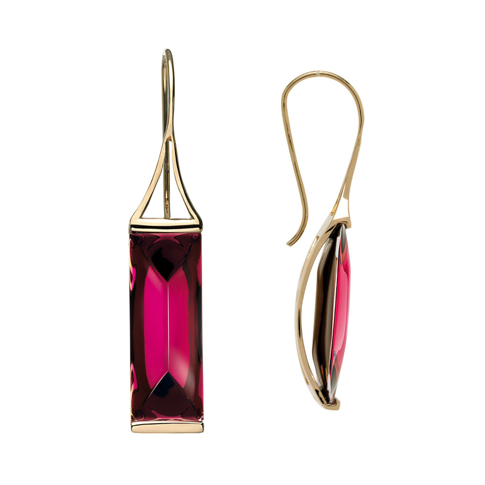 Baccarat Crystal Insomnight Earrings, 18Kt Gold, Pink Mordore