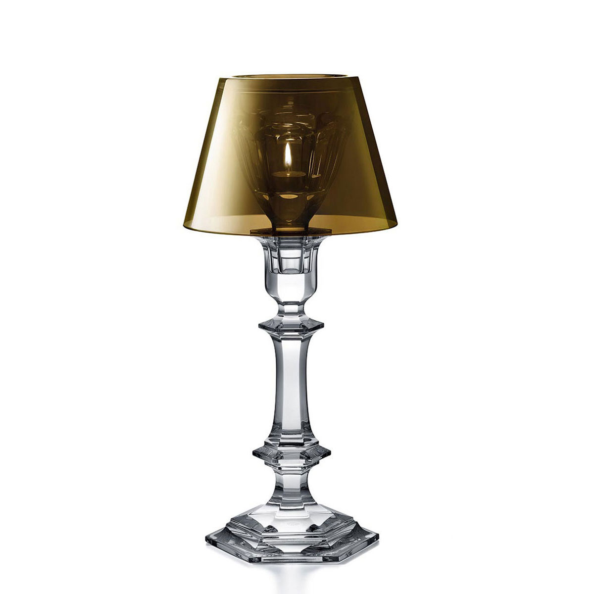 Baccarat Crystal, Our Fire Crystal Candleholder with Gold Shade