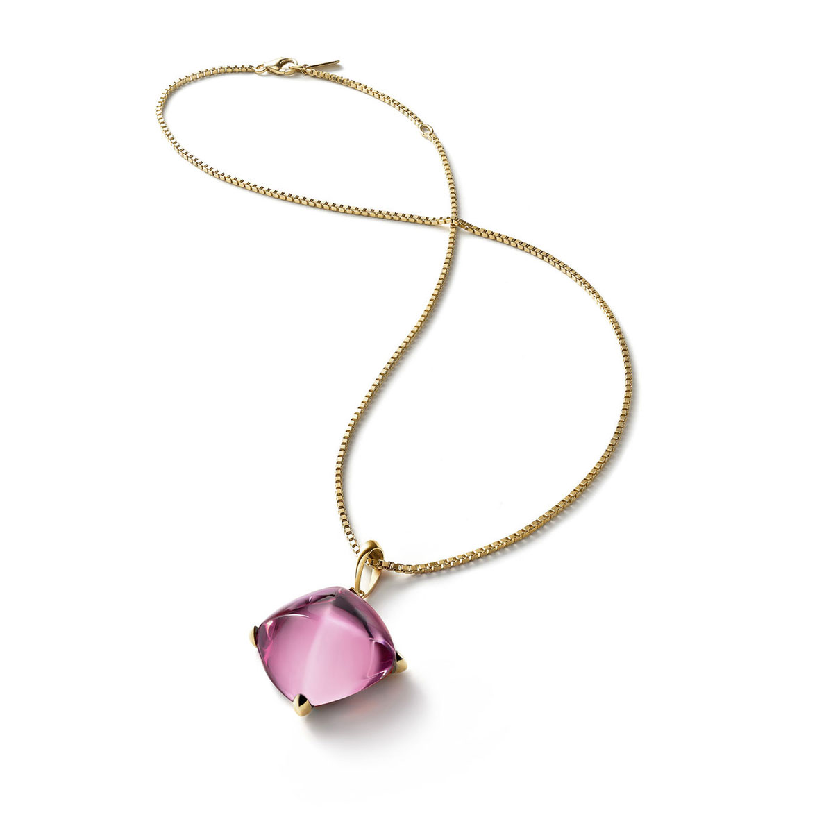 Baccarat Crystal Medicis Large Necklace Vermeil Gold Pink