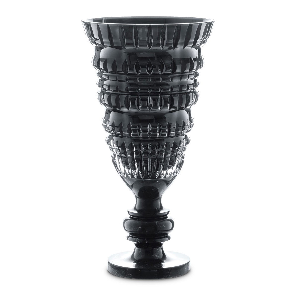 Baccarat Crystal, New Antique Black Crystal 26.75" Vase, Limited Edition
