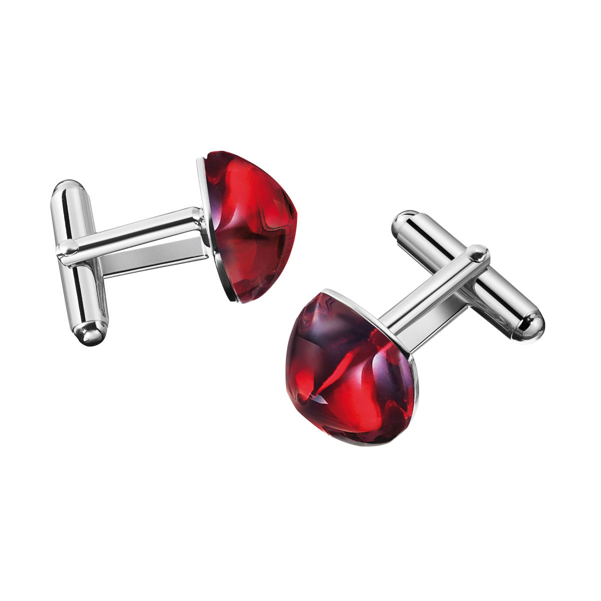 Baccarat Medicis Cufflinks Sterling Silver, Red
