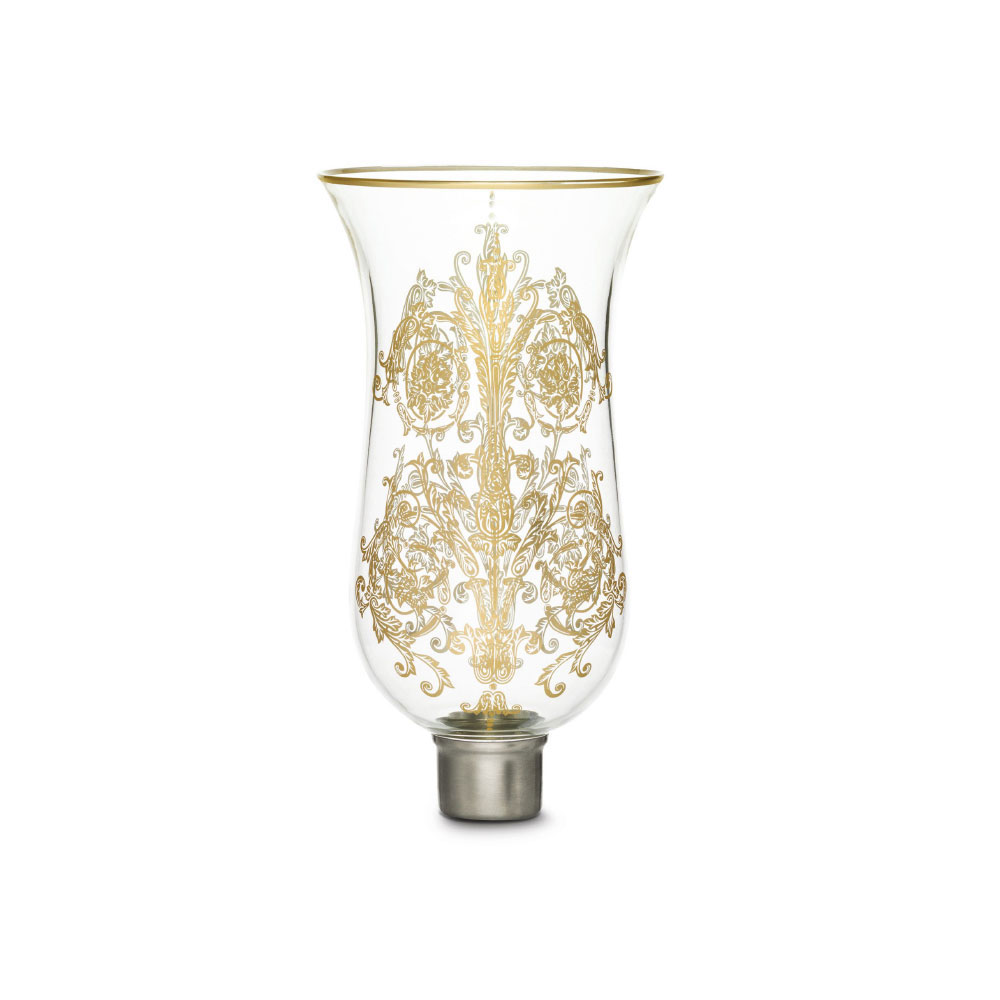 Baccarat Crystal, Hurricane Shade, Tulipe Flat Top, Gilded, Acanthus