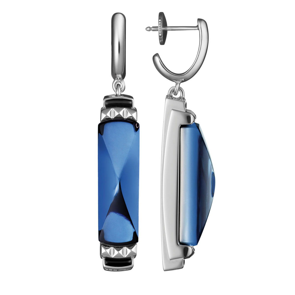 Baccarat Crystal Louxor Earrings, Silver and Blue Mordore