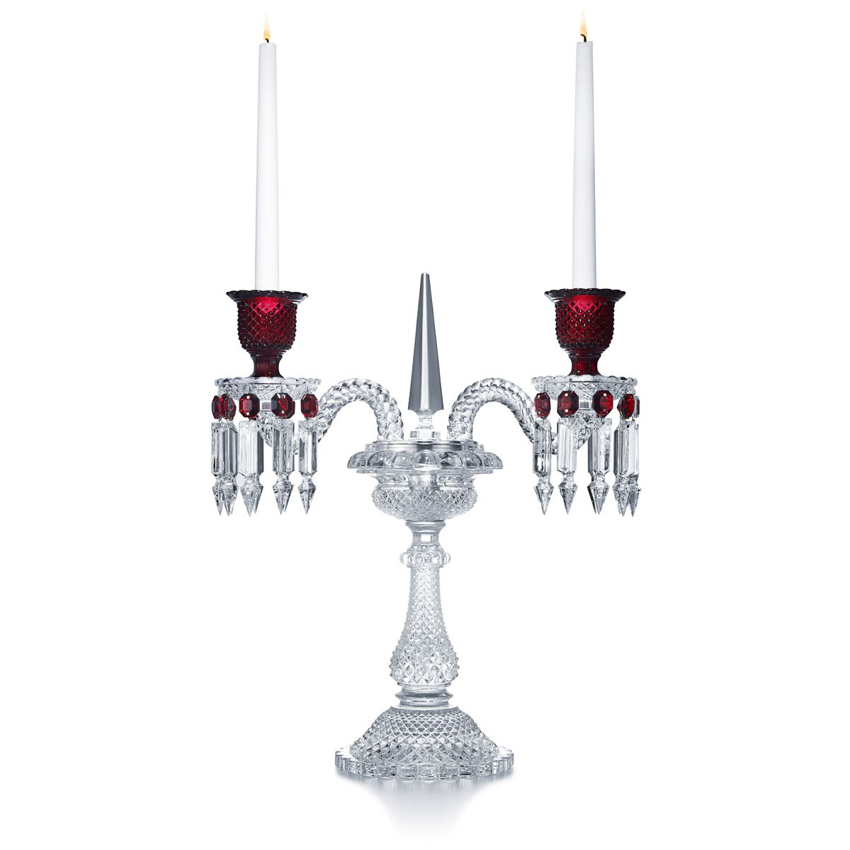Baccarat Crystal, Diamant Two Light Crystal Candelabra