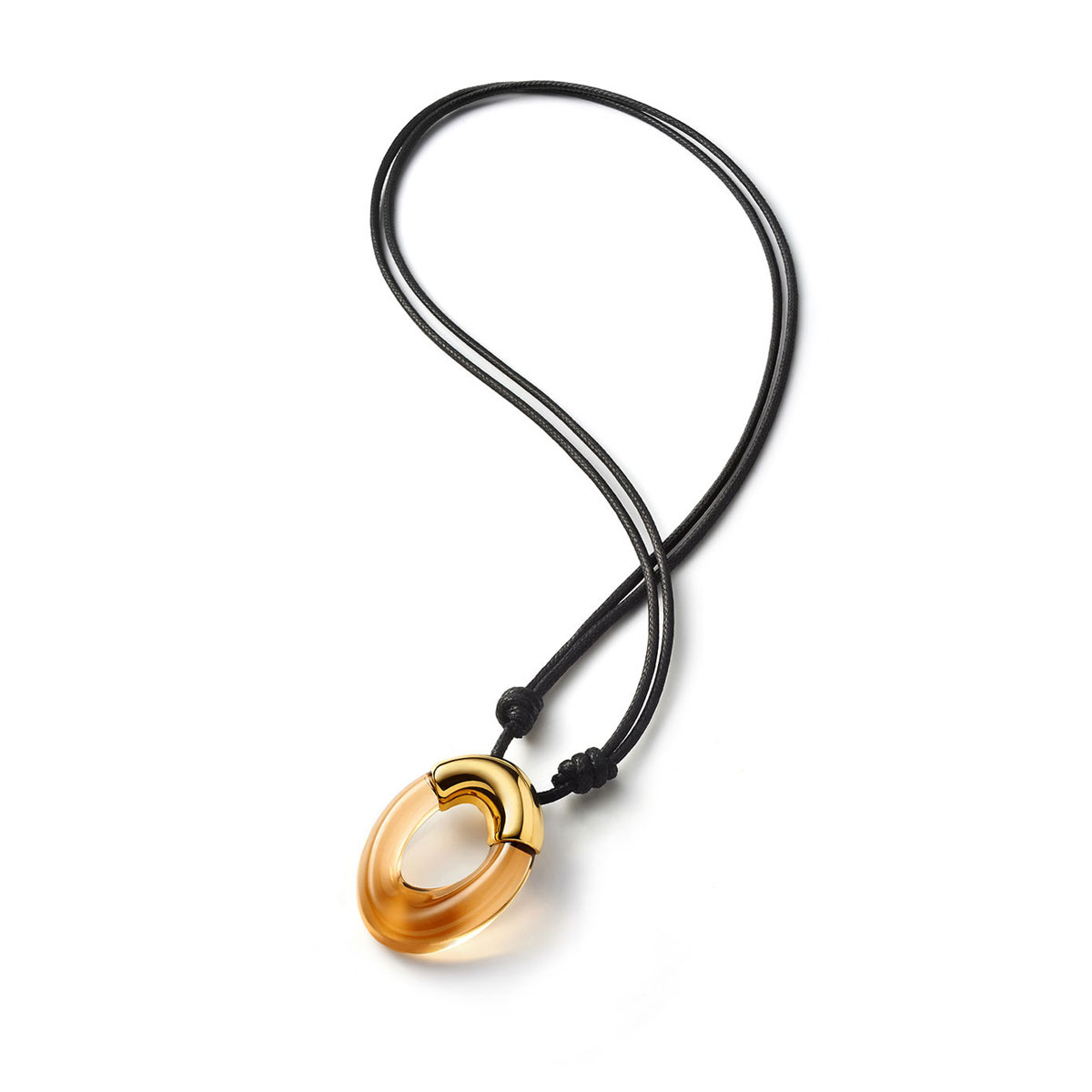 Baccarat Crystal Galea Pendant Necklace Vermeil Gold Honey