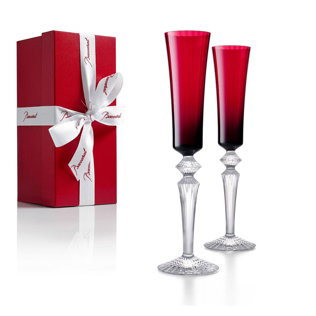 Baccarat Crystal, Mille Nuits Flutissimo Crystal Flutes, Red, Pair ...