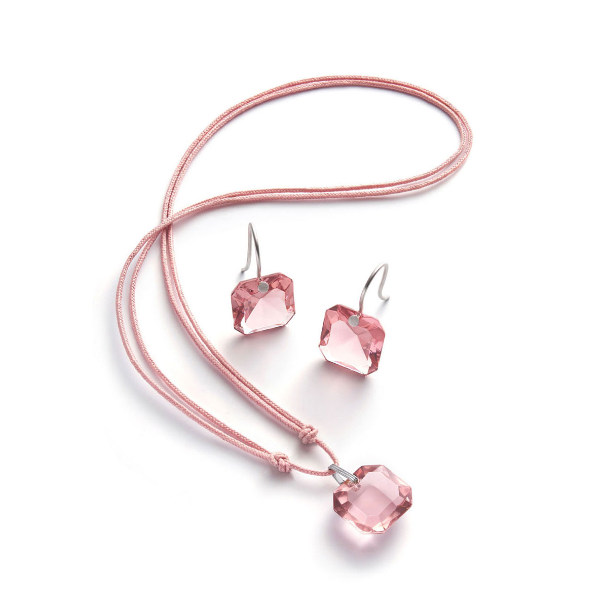 Baccarat Crystal Marie-Helene De Taillac Earrings Small Wire Sterling Silver Light Pink