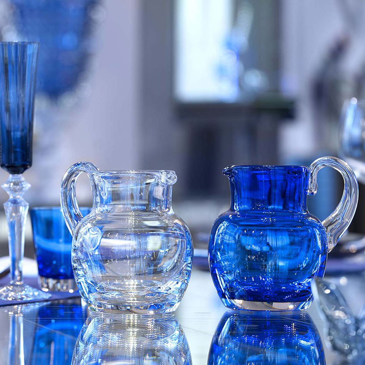 Baccarat Crystal, Mosaique Blue Crystal Pitcher