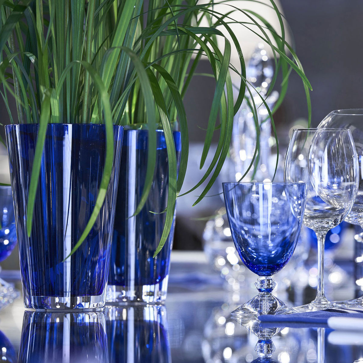 Baccarat Crystal, Mosaique Crystal Vase, Blue