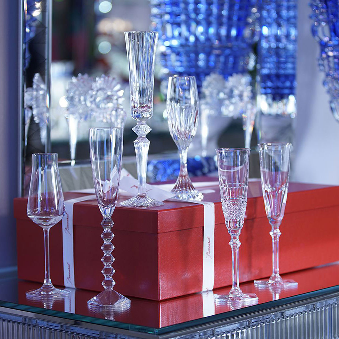 Lot 360: Set of 6 Baccarat Crystal Champagne Glasses