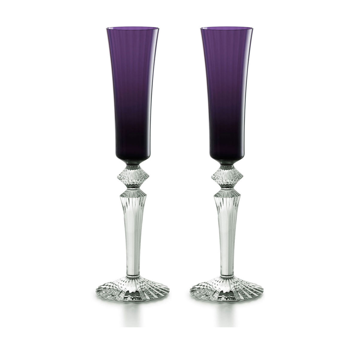Baccarat Crystal, Mille Nuits Flutissimo Purple, Boxed, Pair