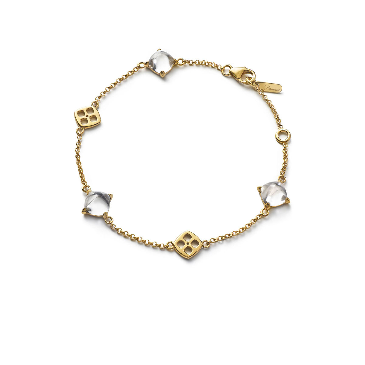 Baccarat Crystal Medicis Mini Chain Bracelet Vermeil Gold Clear