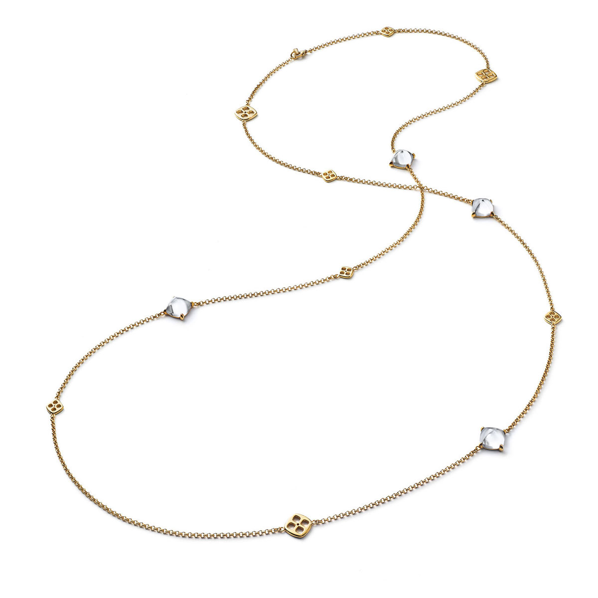 Baccarat Crystal Medicis Mini Long Necklace Vermeil Gold Clear