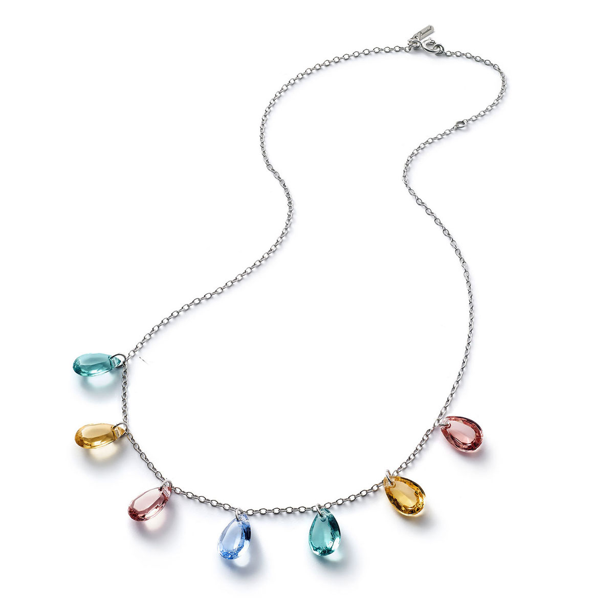 Baccarat Crystal Marie-Helene De Taillac Necklace Sterling Silver Multicolor