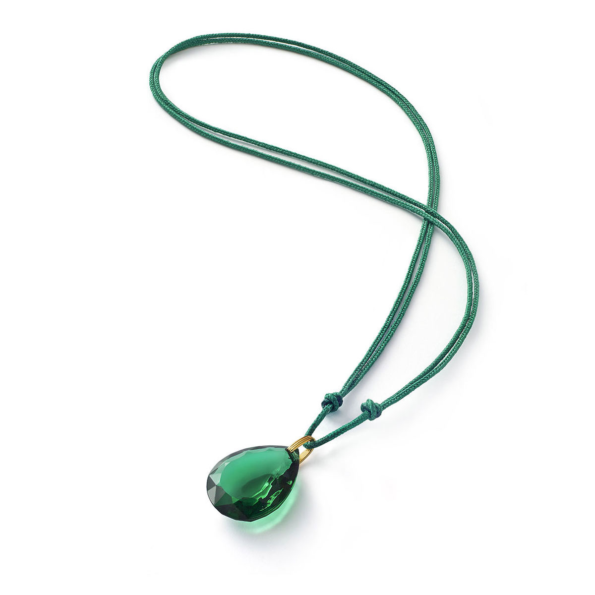Baccarat Crystal Marie-Helene De Taillac Pendant Necklace Vermeil Gold Green