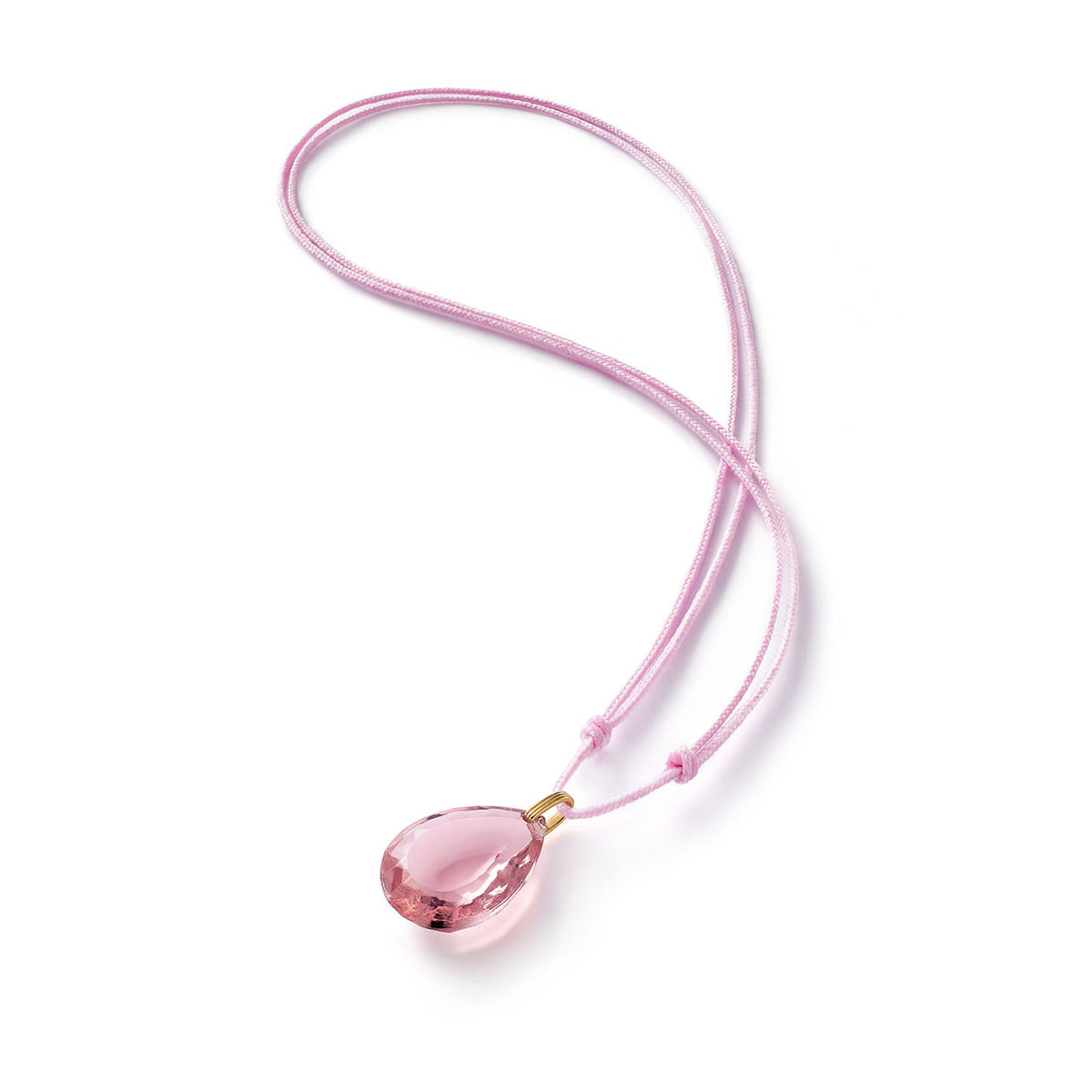 Baccarat Crystal Marie-Helene De Taillac Pendant Necklace Vermeil Gold Light Pink