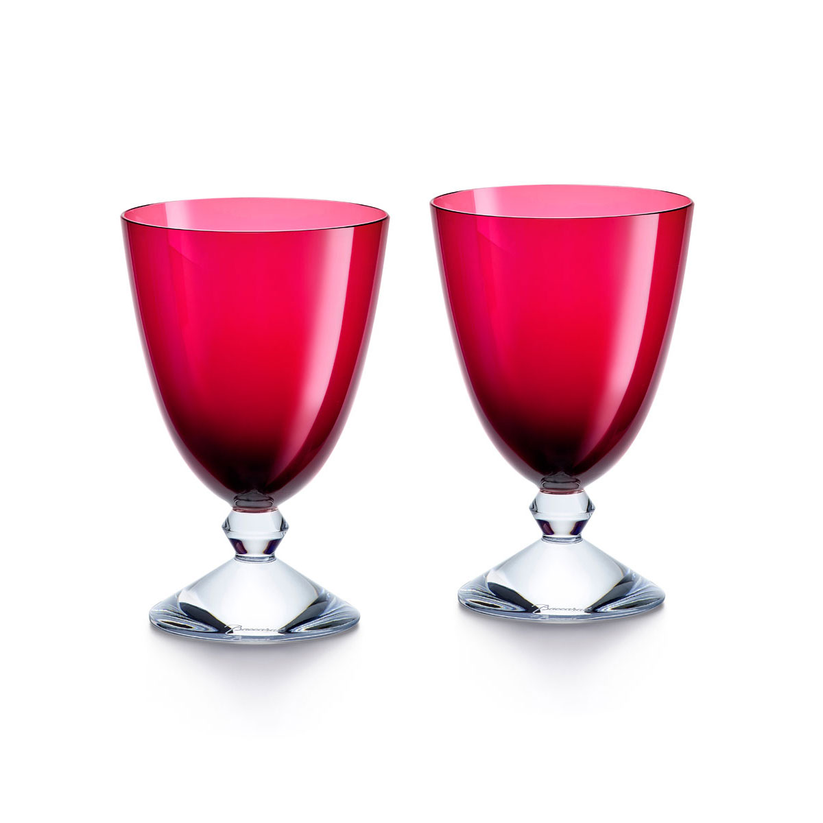 Baccarat Crystal Vega Red Water Glass Pair