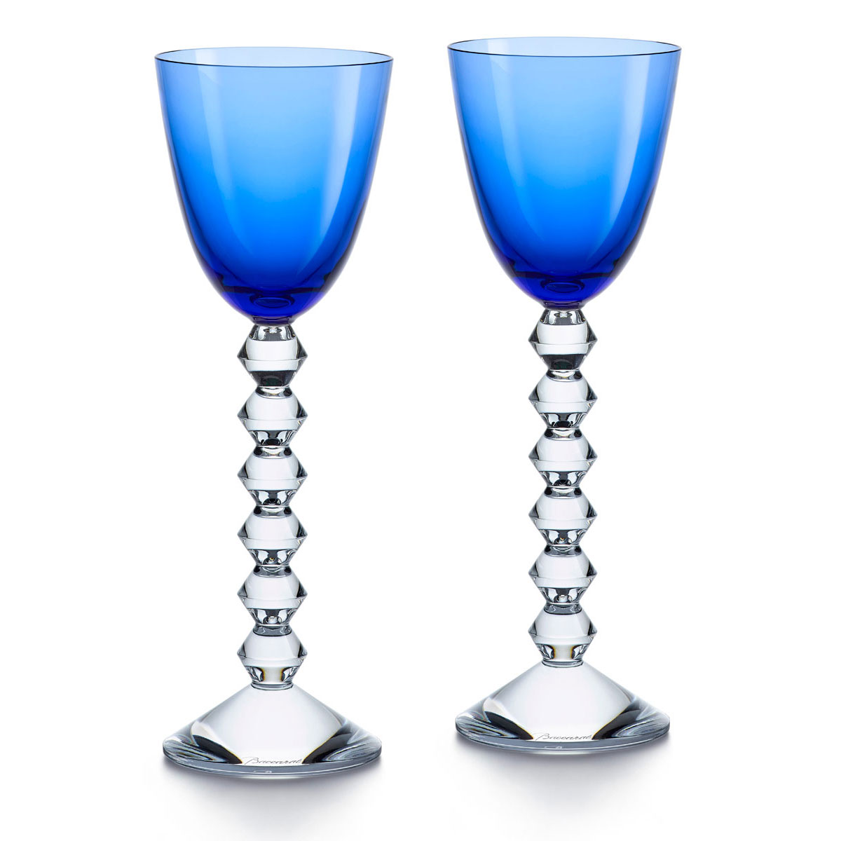 Baccarat Crystal Vega Rhine Wine Blue Glass Pair