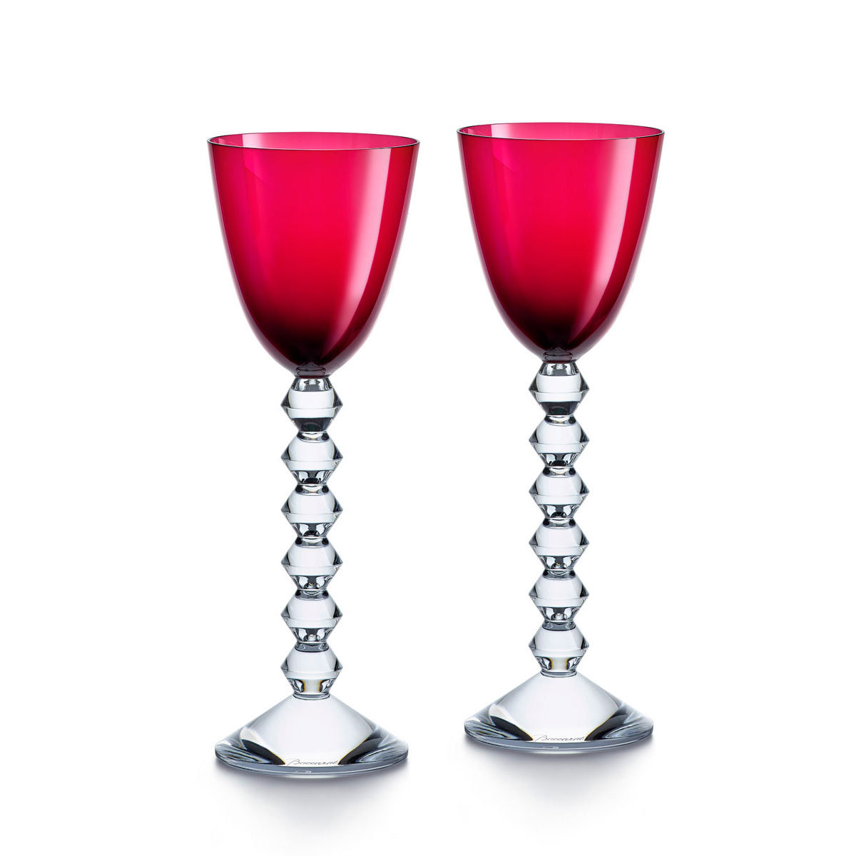 Baccarat Crystal Vega Rhine Wine Red Glass Pair