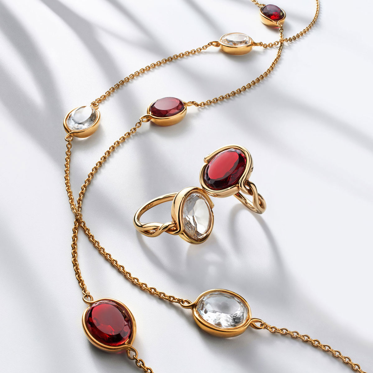 Baccarat Croise Necklace Vermeil Gold, Red | Crystal Classics